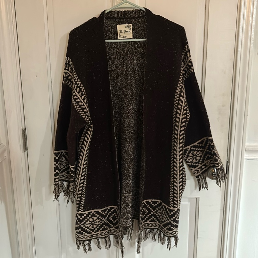 Brown boho cardigan sweater - one size